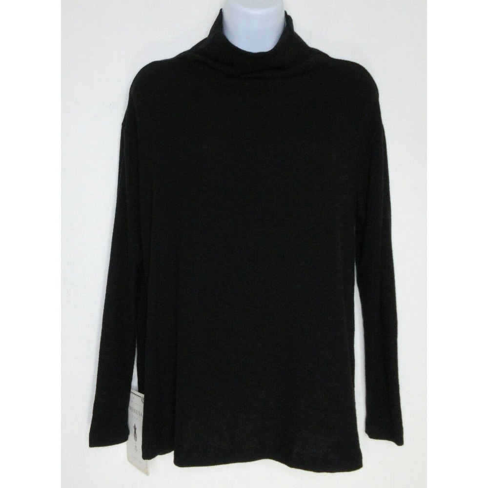 Promesa USA Womens S Black Soft Sweater Peekaboo Split Back Mock Neck Size Small